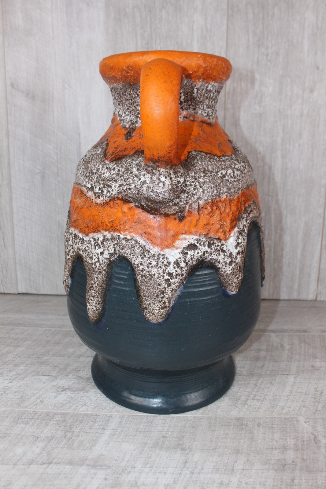 Large Vase Dumler And Breiden West German Pottery 649-40 Red & Orange Fat Lava