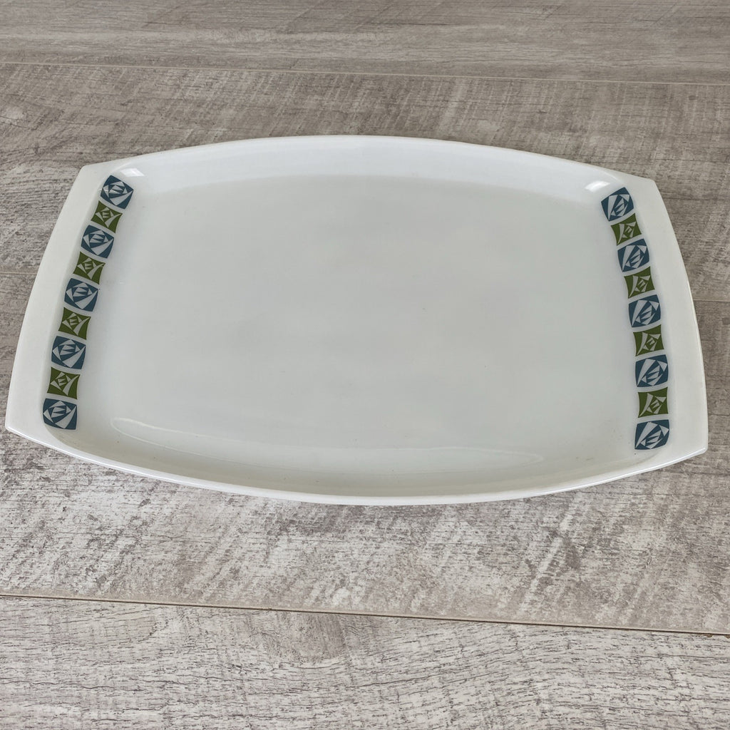 Vintage JAJ Pyrex Checkers Pattern Large Serving Platter 14.75" x 9.75"