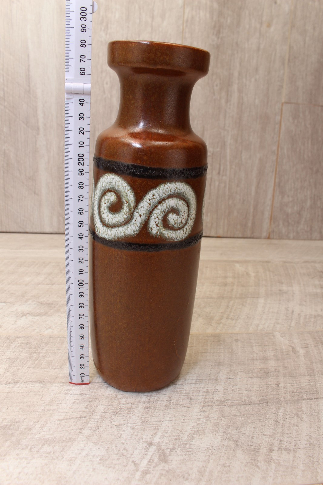 Vintage Scheurich 200-28 West German Pottery Vase Mid Century Swirl 1970s