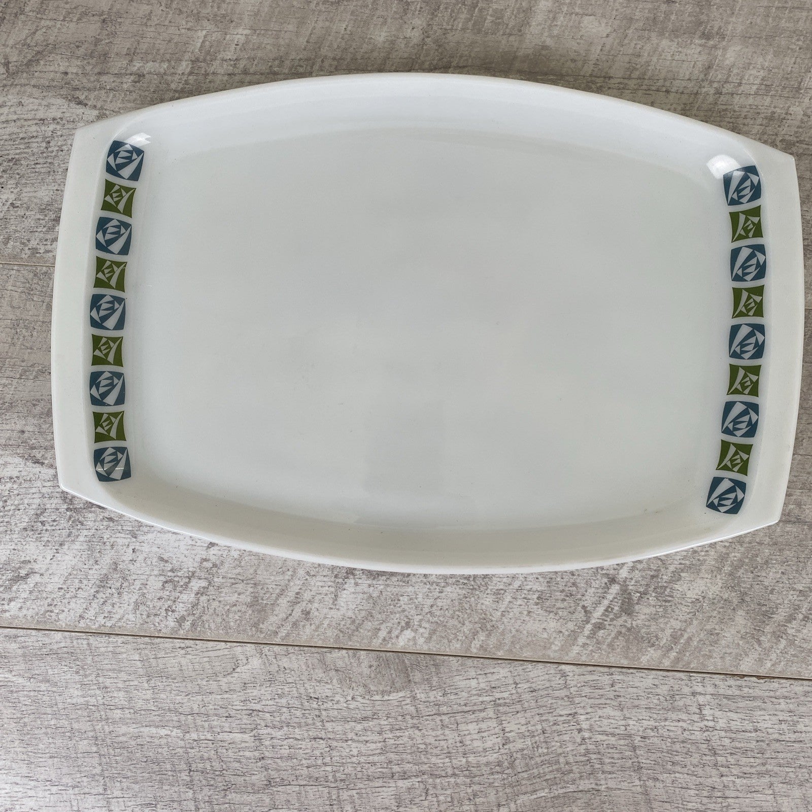 Vintage JAJ Pyrex Checkers Pattern Large Serving Platter 14.75" x 9.75"