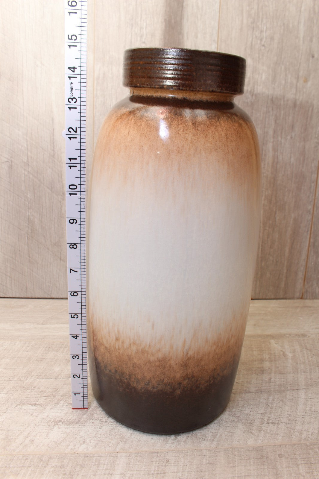Large Scheurich 553-38 West German Floor Vase Mid Century Ombre Fat Lava Era