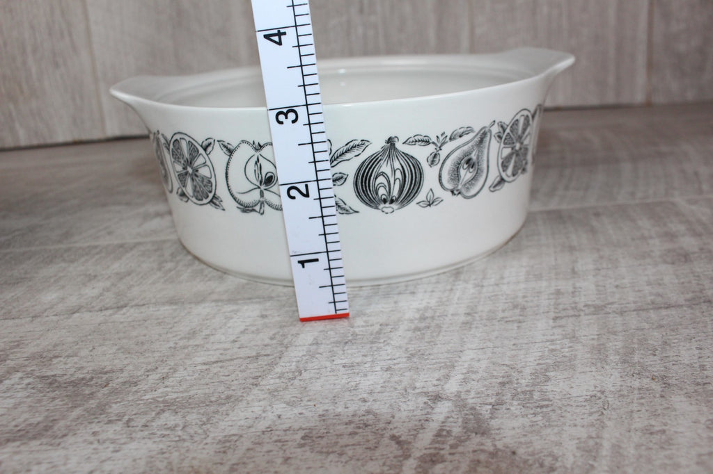Pair of Vintage Myott "Silhouette" Lidded Tureens - MCM Retro Fruit & Veg Patter