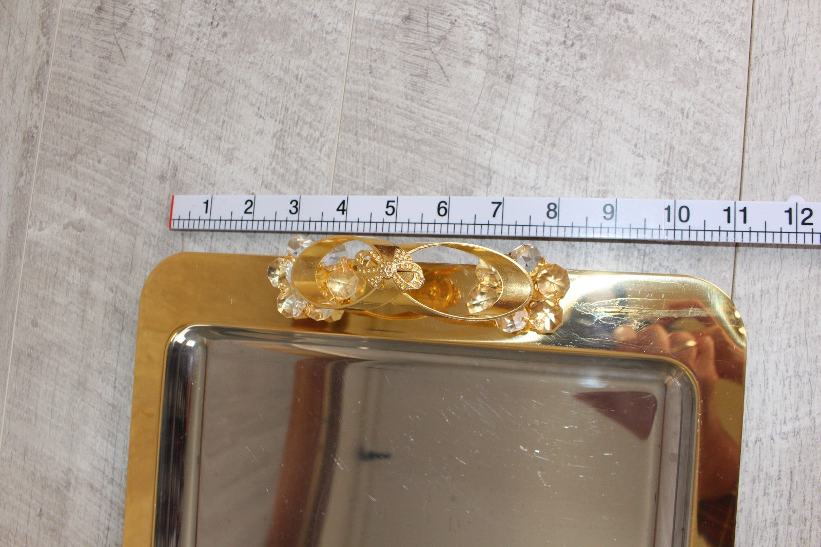 Vintage Italian INOX 18/10 Mirror Tray – 24kt Gold Plated Accents
