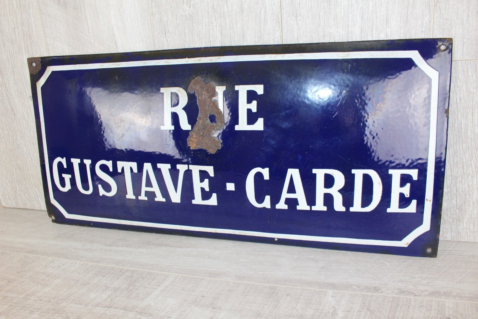 Antique French Enamel Street Sign: Rue Gustave Carde Provenance & History