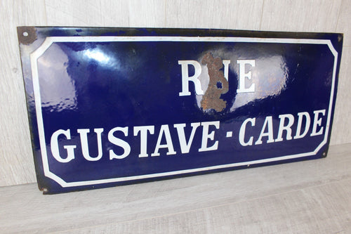 Antique French Enamel Street Sign: Rue Gustave Carde Provenance & History