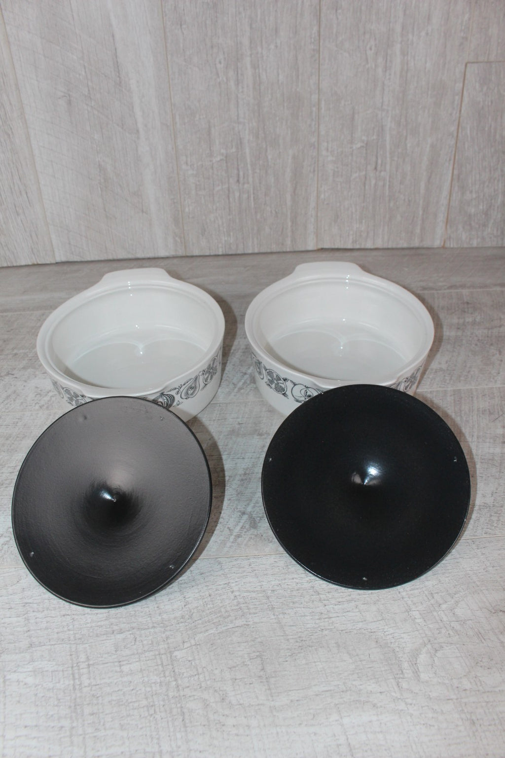 Pair of Vintage Myott "Silhouette" Lidded Tureens - MCM Retro Fruit & Veg Patter