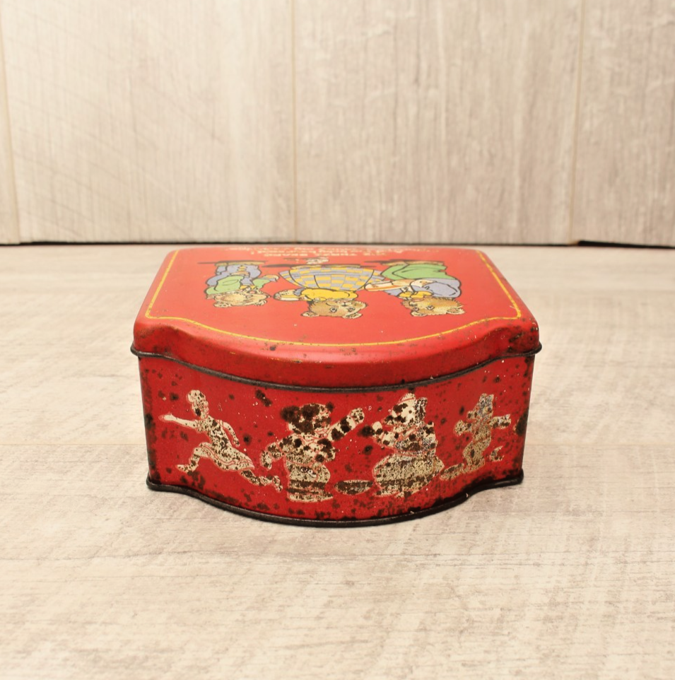 Vintage "The Three Bears" Red Dome-Top Confectionery Tin – Made in England