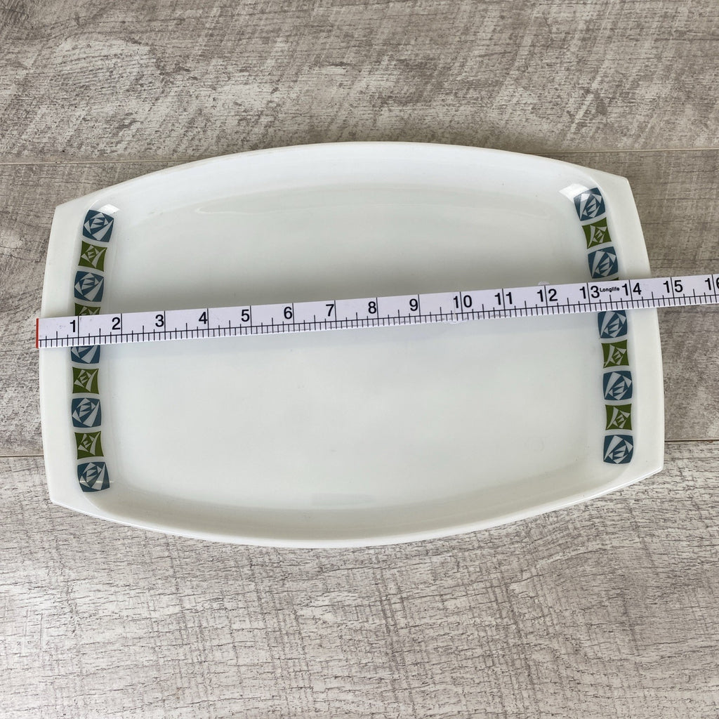 Vintage JAJ Pyrex Checkers Pattern Large Serving Platter 14.75" x 9.75"