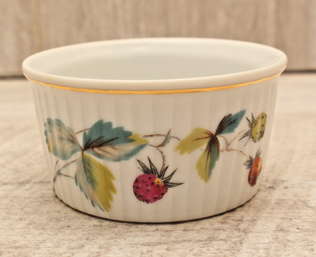 Royal Worcester Strawberry Fair Ramekin Souffle Dish Vintage Insect Shape 48