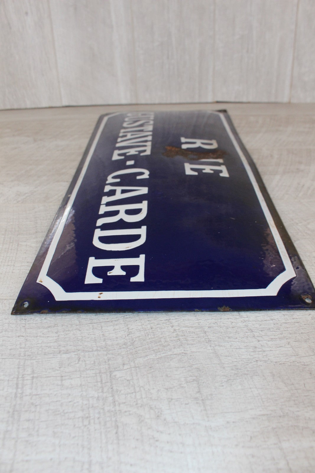 Antique French Enamel Street Sign: Rue Gustave Carde Provenance & History