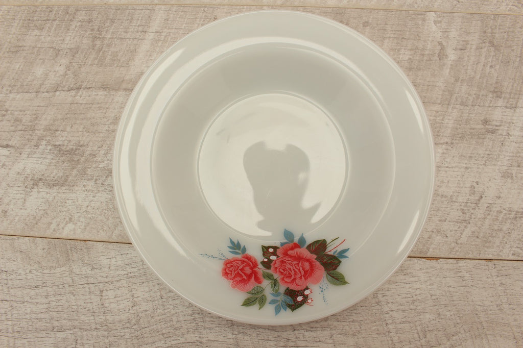 JAJ Pyrex Cottage Rose 8.5" Rimmed Soup Bowl Replacement Milk Glass Vintage
