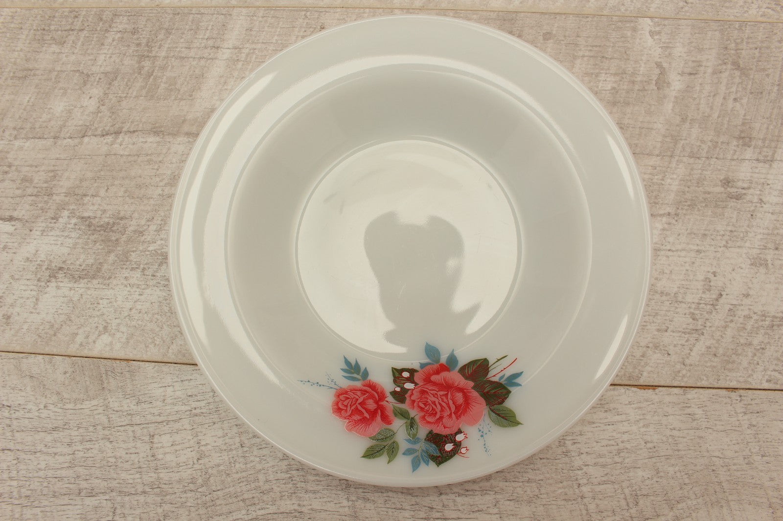 JAJ Pyrex Cottage Rose 8.5" Rimmed Soup Bowl Replacement Milk Glass Vintage