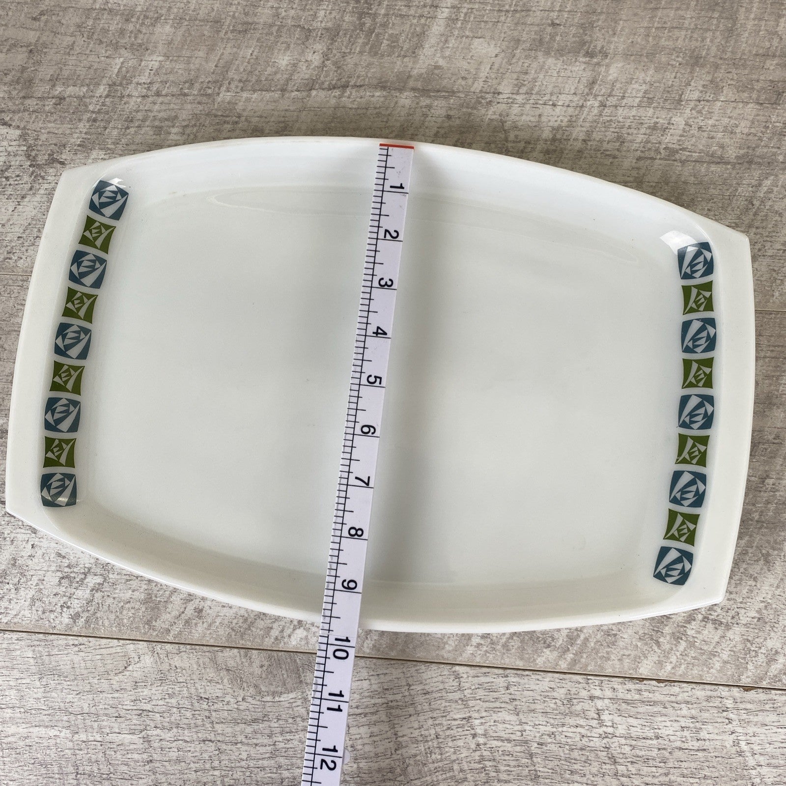 Vintage JAJ Pyrex Checkers Pattern Large Serving Platter 14.75" x 9.75"