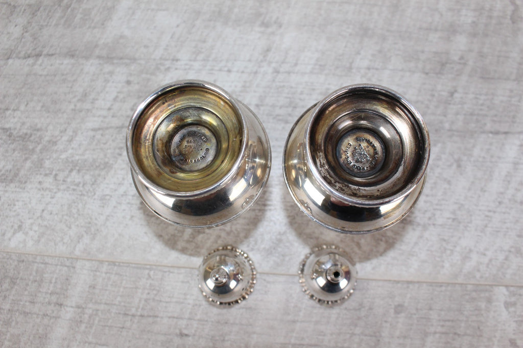 Vintage English Silver Plate Salt & Pepper Shakers - Hand Engraved Floral