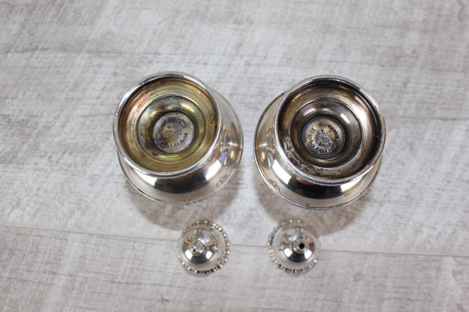 Vintage English Silver Plate Salt & Pepper Shakers - Hand Engraved Floral