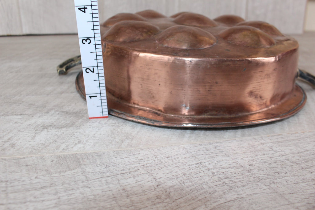 Antique French Copper Escargot Pan / Egg Poacher 11” - 19th Century Brass Handle