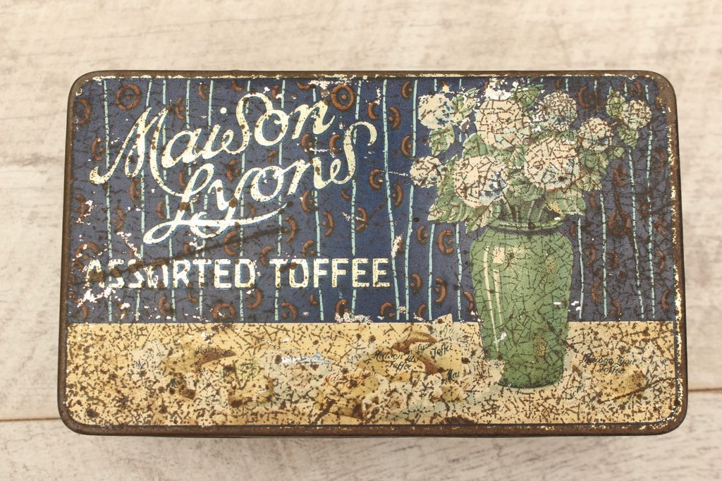 Vintage Maison Lyons Toffee Tin Excel Co London 1950s Floral Crest Sweet Box