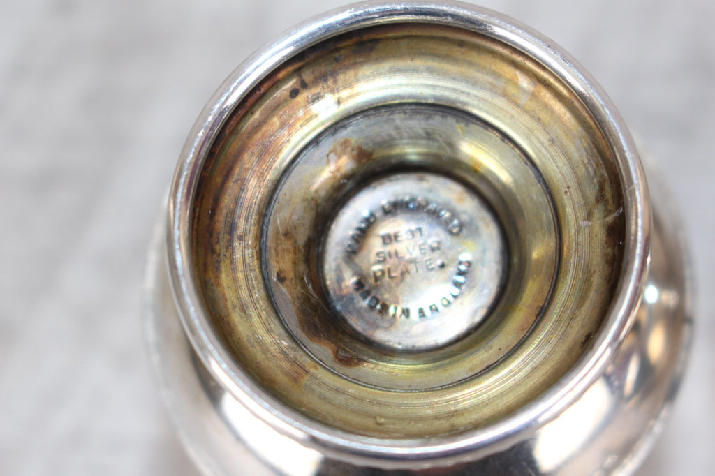 Vintage English Silver Plate Salt & Pepper Shakers - Hand Engraved Floral