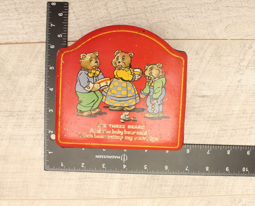 Vintage "The Three Bears" Red Dome-Top Confectionery Tin – Made in England