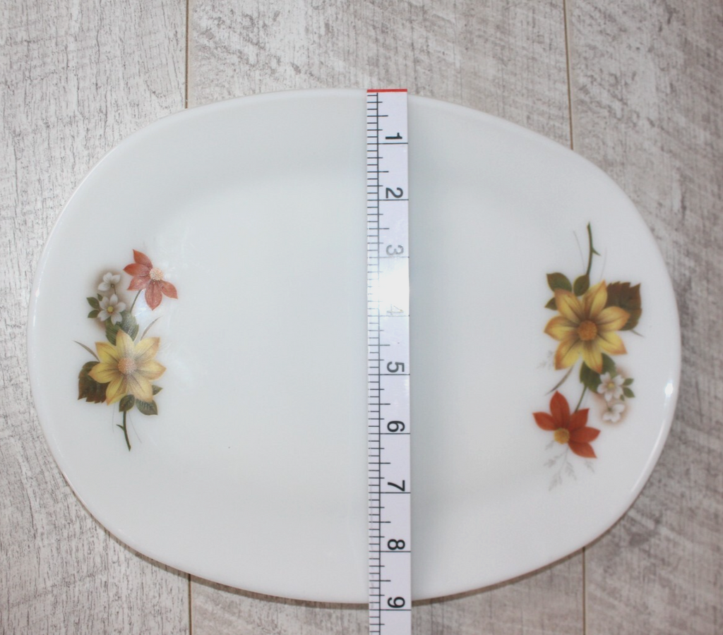 Pyrex JAJ Autumn Glory Oval Steak Plate White with Floral Detail