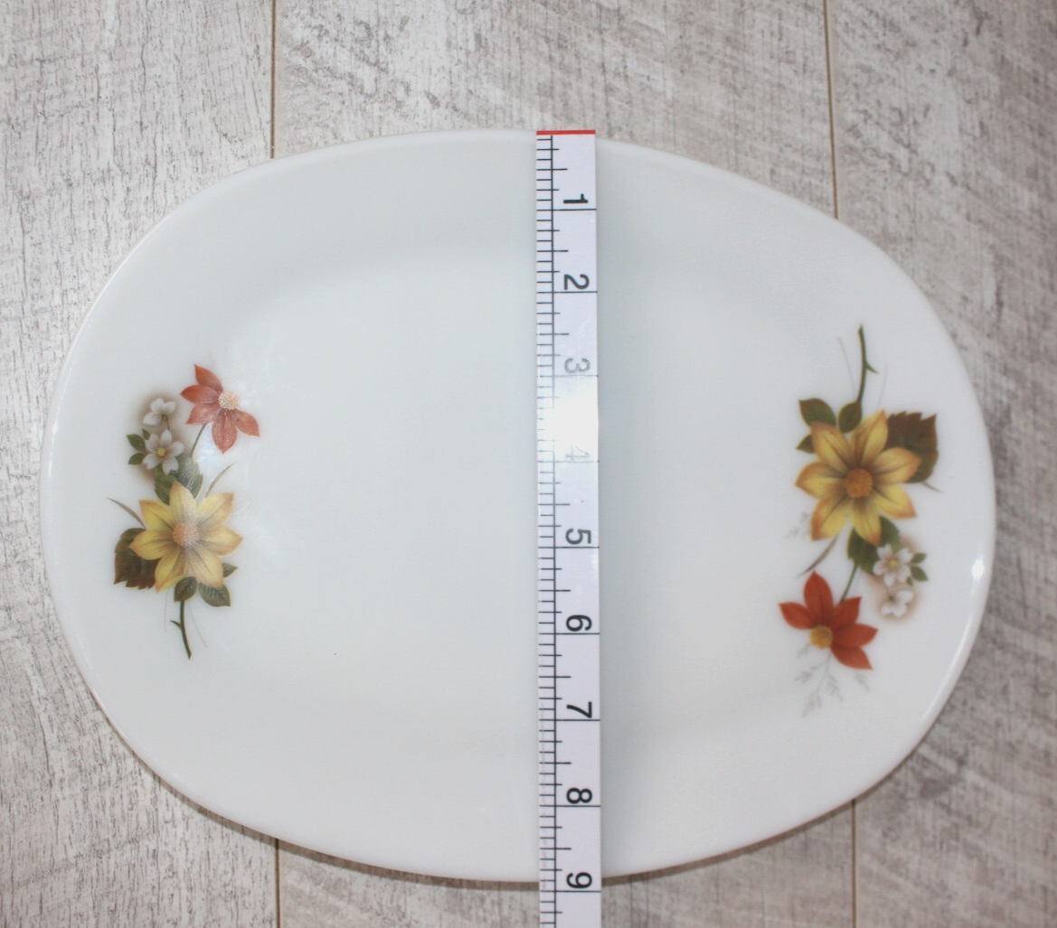 Pyrex JAJ Autumn Glory Oval Steak Plate White with Floral Detail