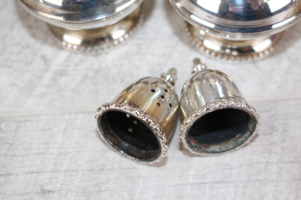 Vintage English Silver Plate Salt & Pepper Shakers - Hand Engraved Floral