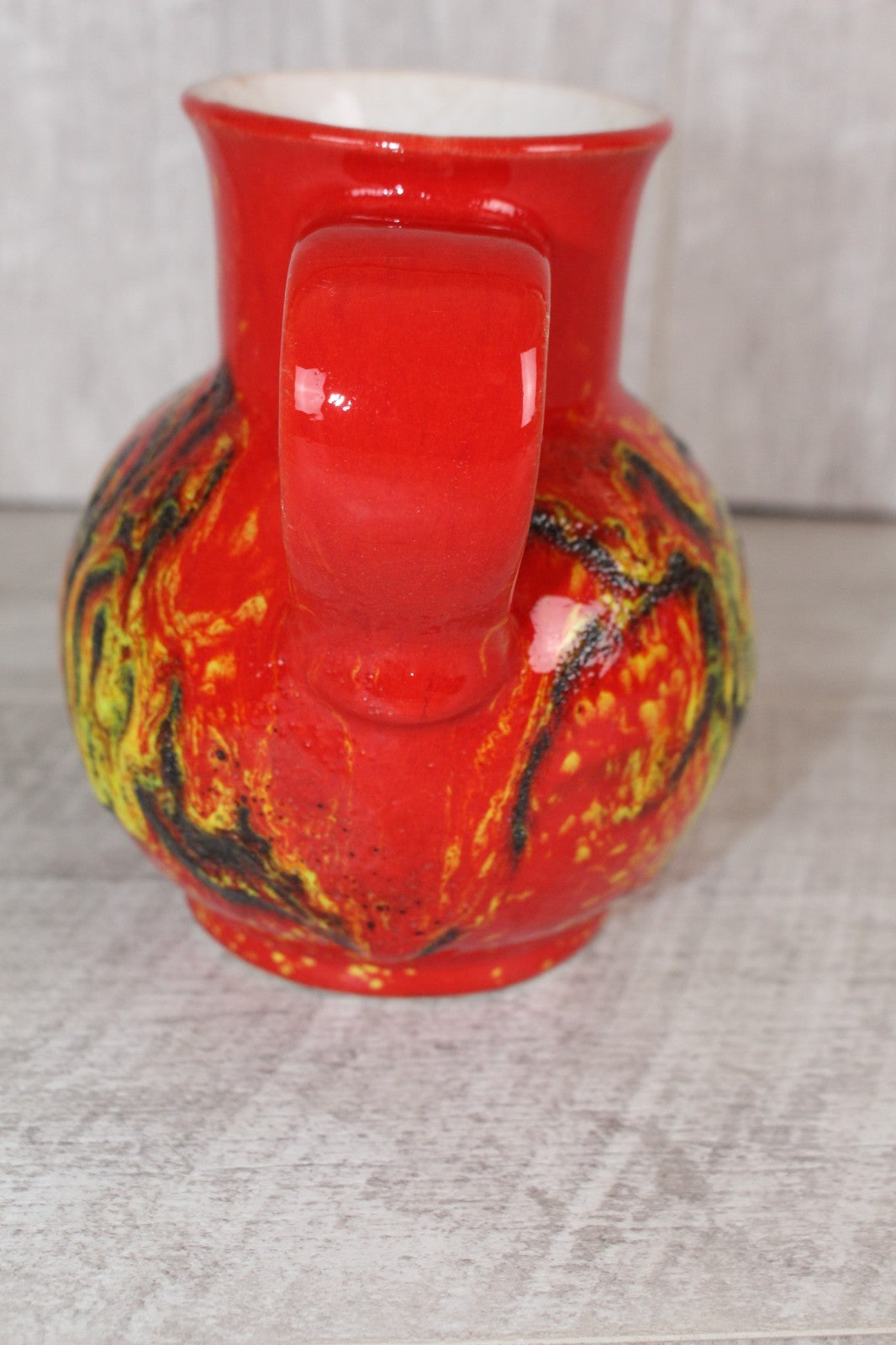 Vintage Bay Keramik 83-14 Fat Lava Vase West German Pottery Orange Textured 60s
