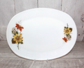 Pyrex JAJ Autumn Glory Oval Steak Plate White with Floral Detail