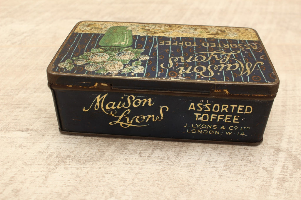 Vintage Maison Lyons Toffee Tin Excel Co London 1950s Floral Crest Sweet Box