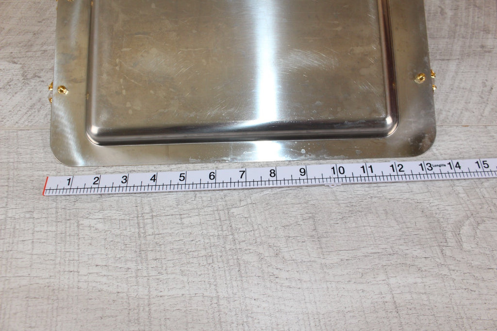 Vintage Italian INOX 18/10 Mirror Tray – 24kt Gold Plated Accents