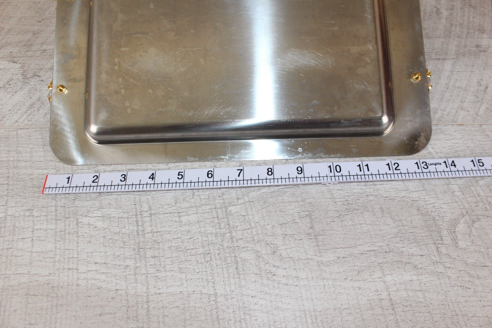 Vintage Italian INOX 18/10 Mirror Tray – 24kt Gold Plated Accents