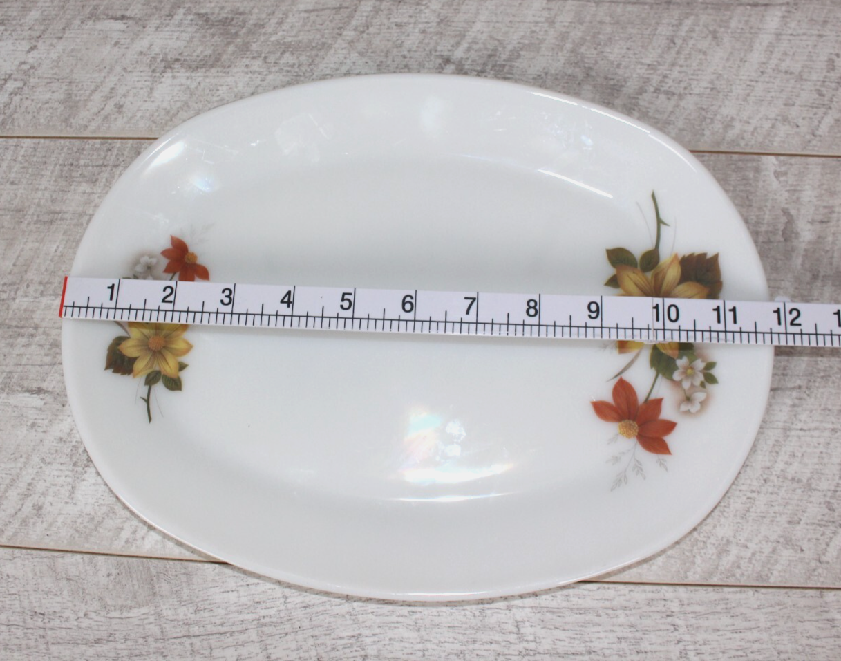 Pyrex JAJ Autumn Glory Oval Steak Plate White with Floral Detail