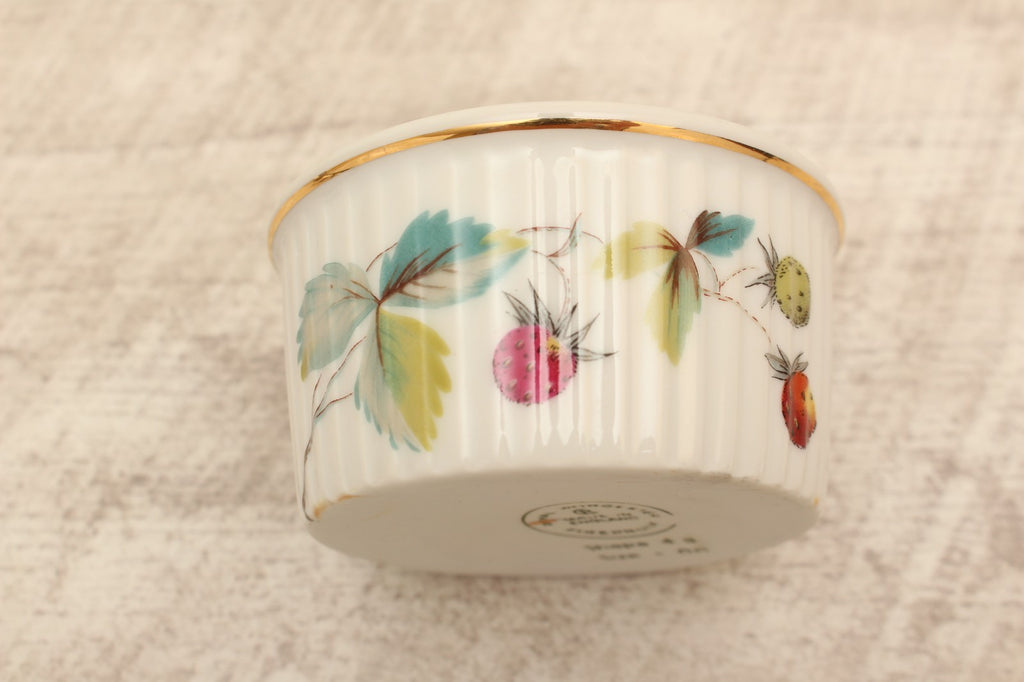 Royal Worcester Strawberry Fair Ramekin Souffle Dish Vintage Insect Shape 48