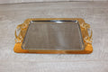 Vintage Italian INOX 18/10 Mirror Tray – 24kt Gold Plated Accents