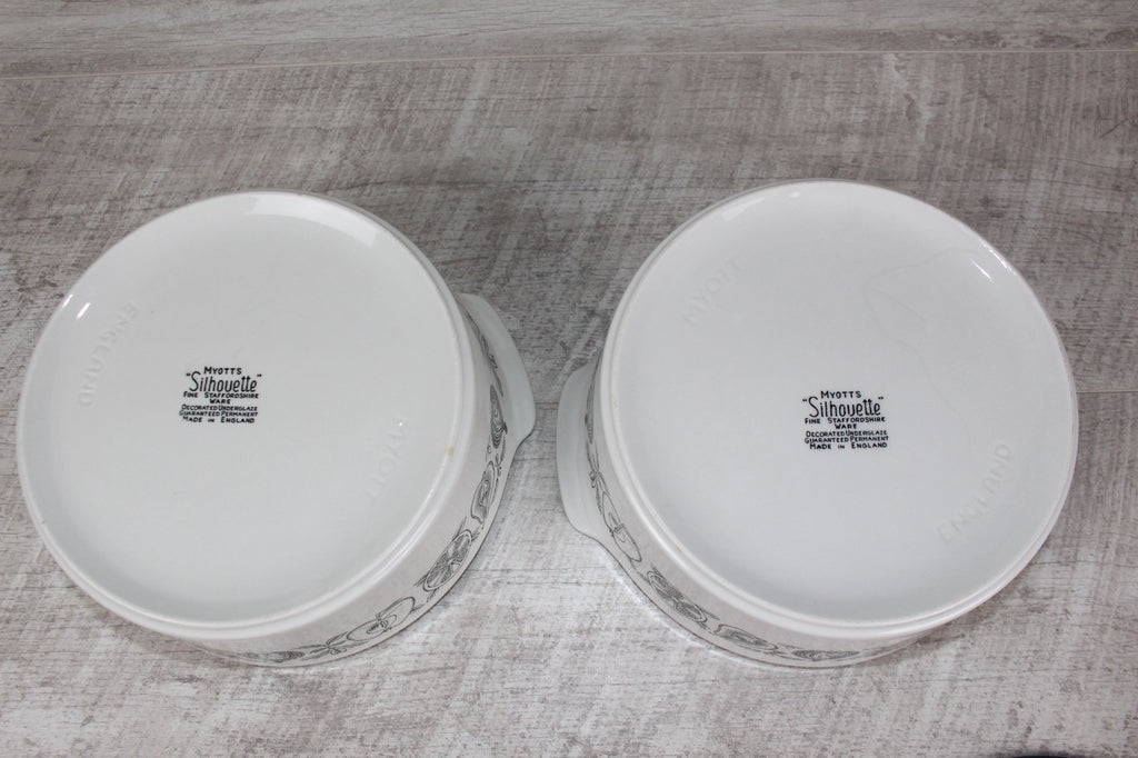 Pair of Vintage Myott "Silhouette" Lidded Tureens - MCM Retro Fruit & Veg Patter