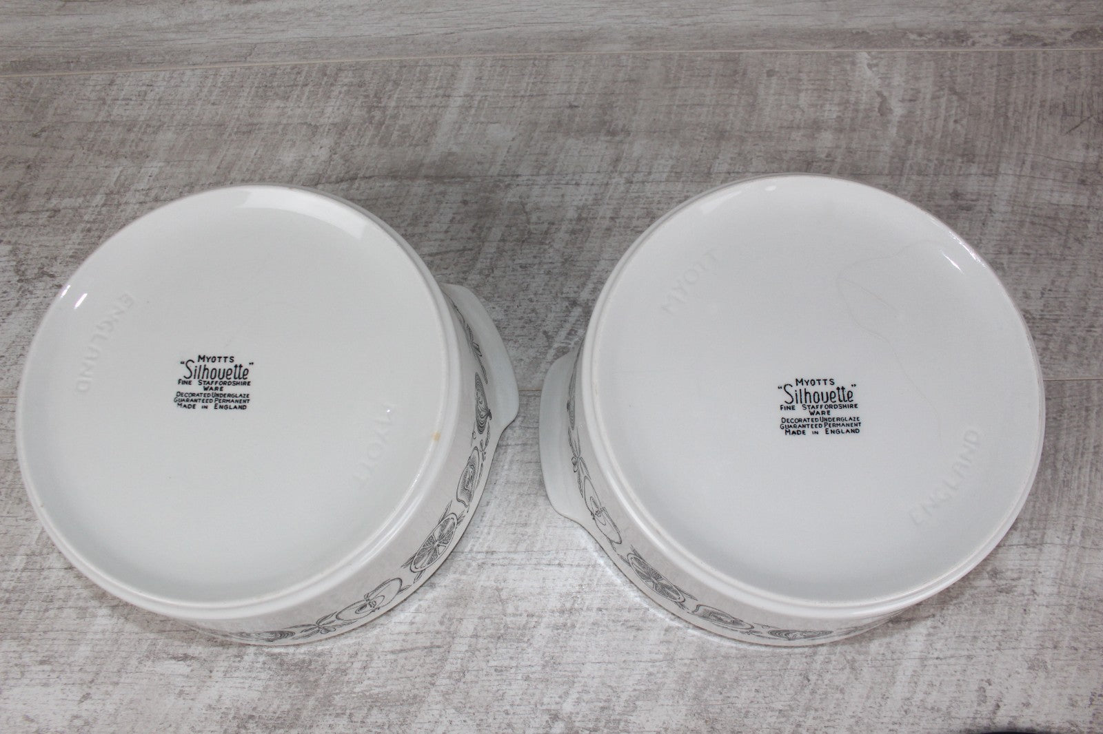 Pair of Vintage Myott "Silhouette" Lidded Tureens - MCM Retro Fruit & Veg Patter