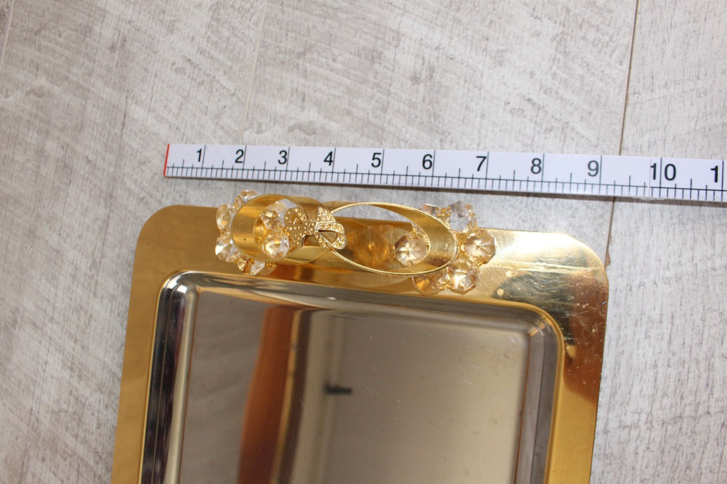 Vintage Italian INOX 18/10 Mirror Tray – 24kt Gold Plated Accents