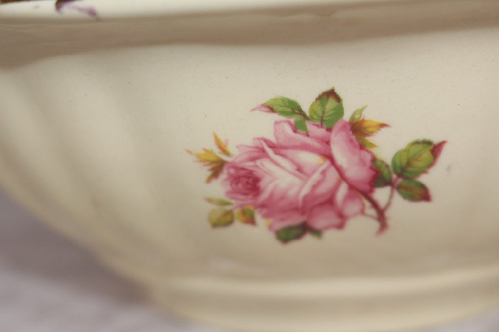 Pair of Vintage J&G Meakin "Sunshine" Lidded Tureens - Pink Rose & Gold Gilt