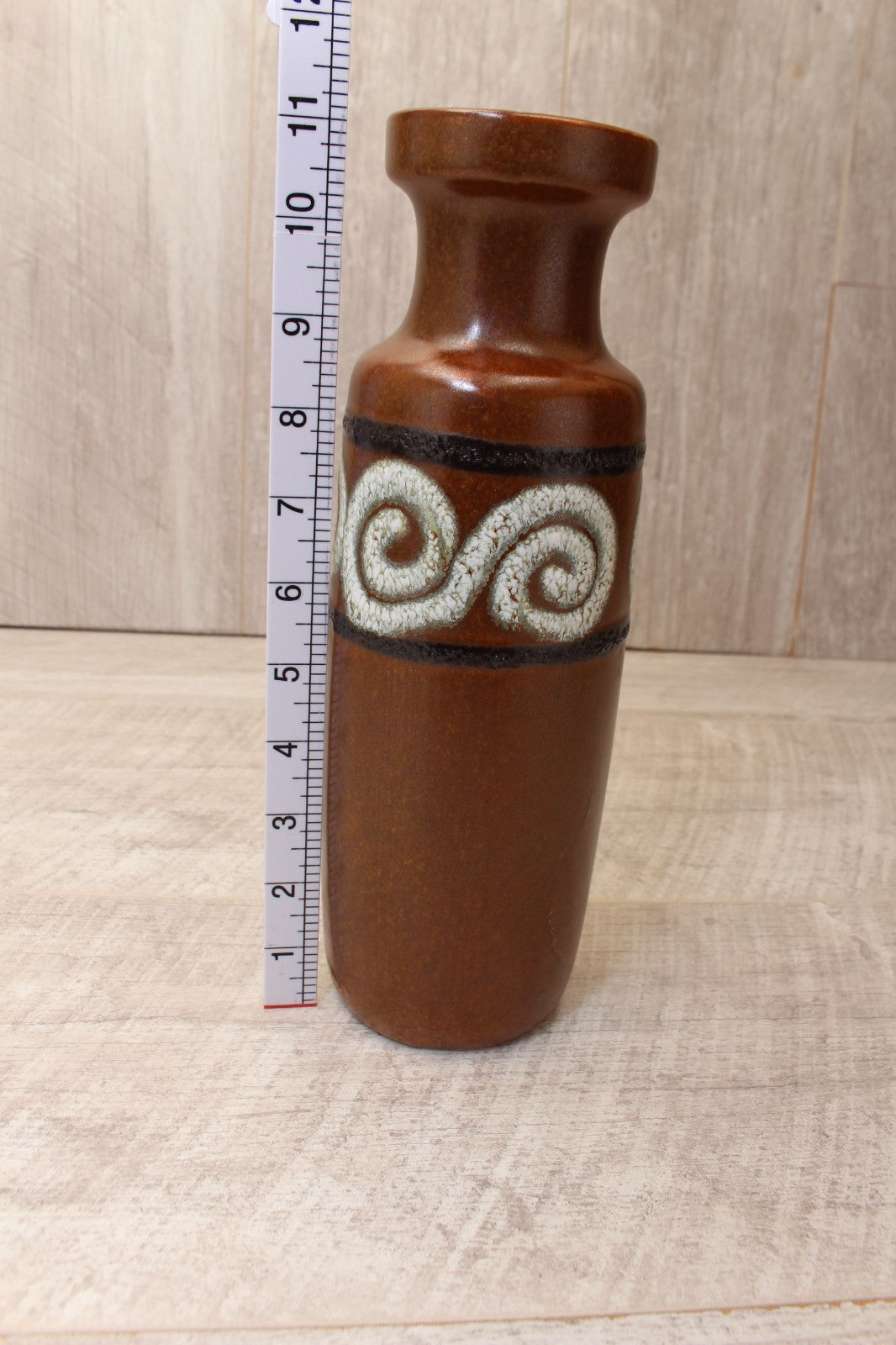 Vintage Scheurich 200-28 West German Pottery Vase Mid Century Swirl 1970s