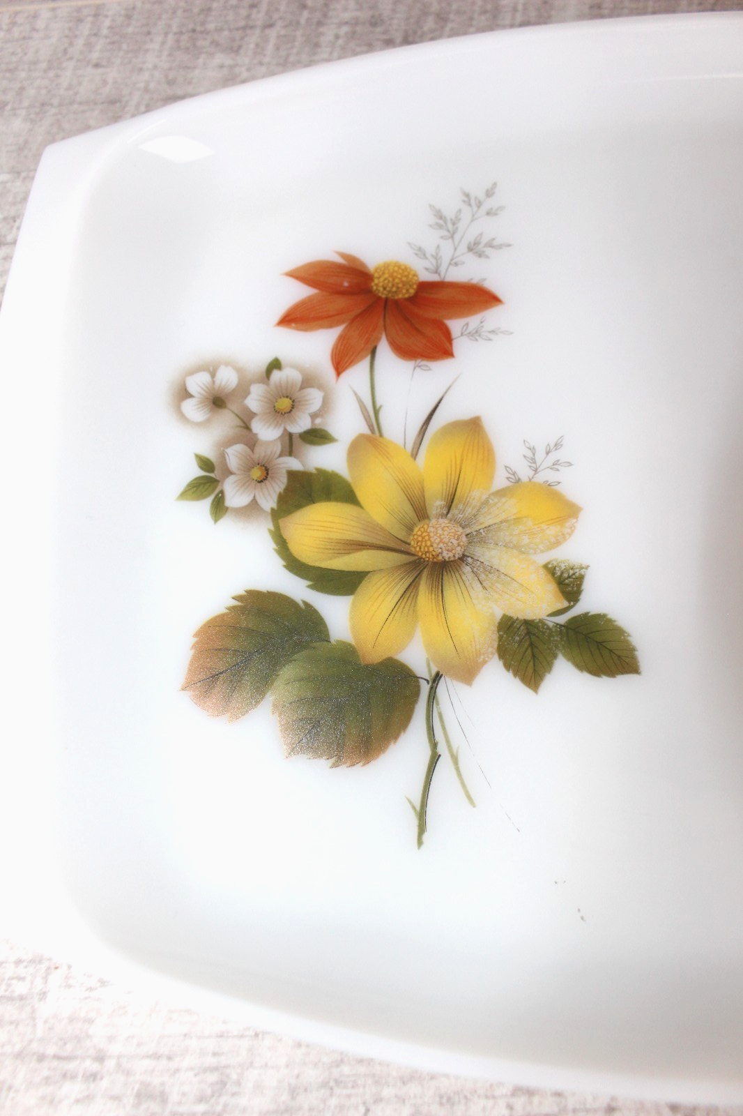 Vintage JAJ Pyrex Milk Glass  "Autumn Glory" Serving Platter