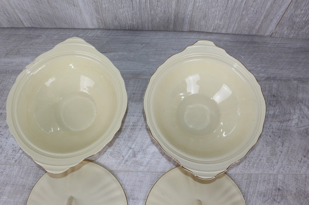 Pair of Vintage J&G Meakin "Sunshine" Lidded Tureens - Pink Rose & Gold Gilt