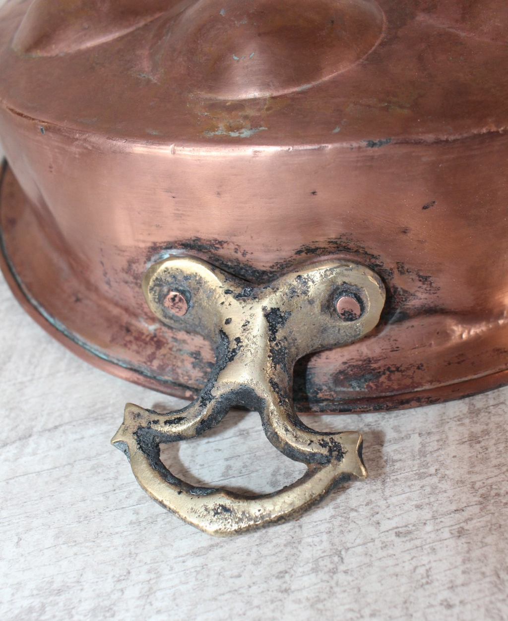 Antique French Copper Escargot Pan / Egg Poacher 11” - 19th Century Brass Handle