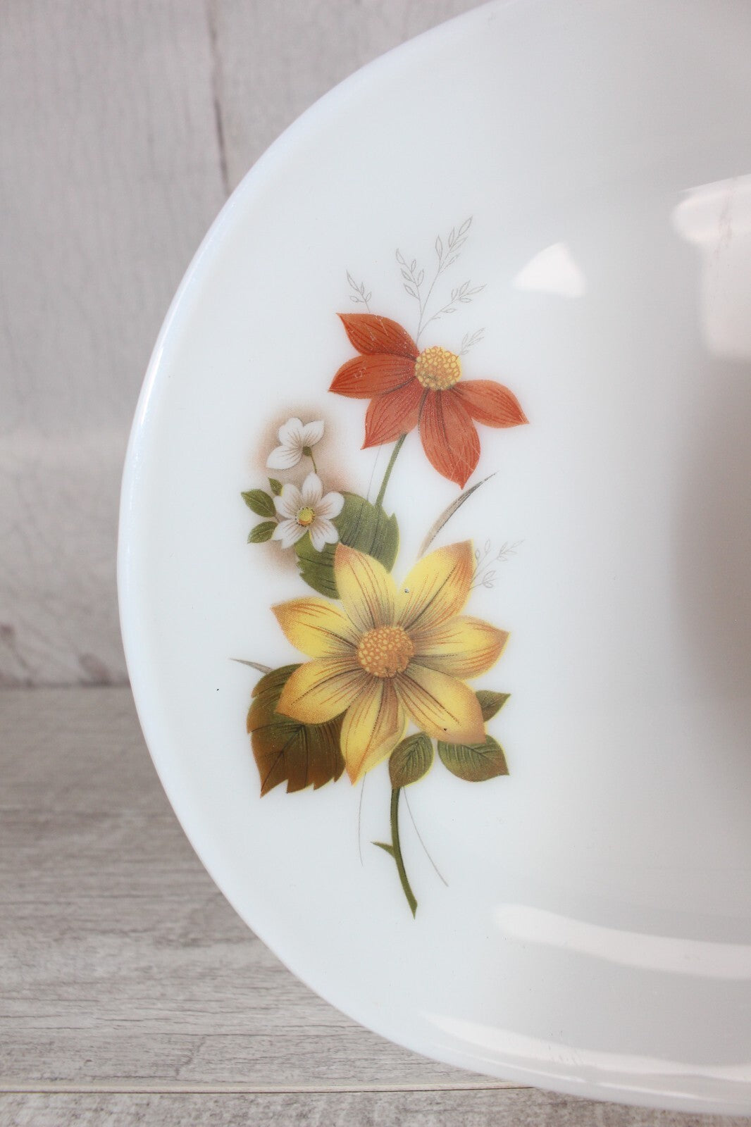 Pyrex JAJ Autumn Glory Oval Steak Plate White with Floral Detail