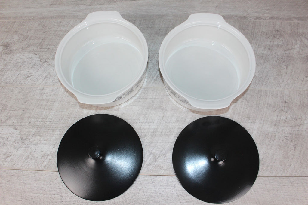 Pair of Vintage Myott "Silhouette" Lidded Tureens - MCM Retro Fruit & Veg Patter