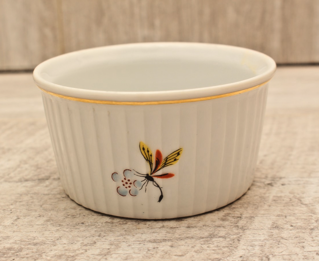 Royal Worcester Strawberry Fair Ramekin Souffle Dish Vintage Insect Shape 48