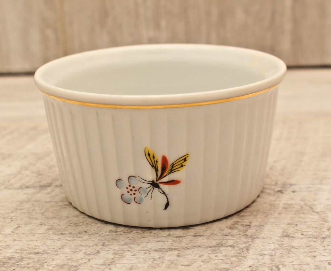 Royal Worcester Strawberry Fair Ramekin Souffle Dish Vintage Insect Shape 48