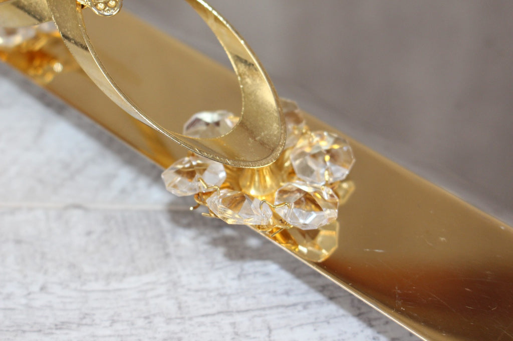Vintage Italian INOX 18/10 Mirror Tray – 24kt Gold Plated Accents