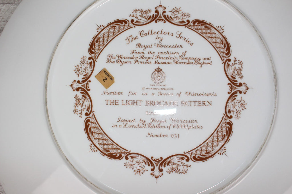 Royal Worcester ,Light Brocade Pattern Collectors Series Plate ,Ltd Ed of 10.000