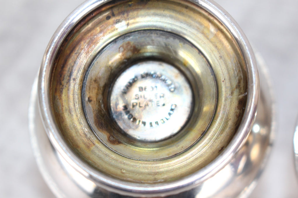 Vintage English Silver Plate Salt & Pepper Shakers - Hand Engraved Floral