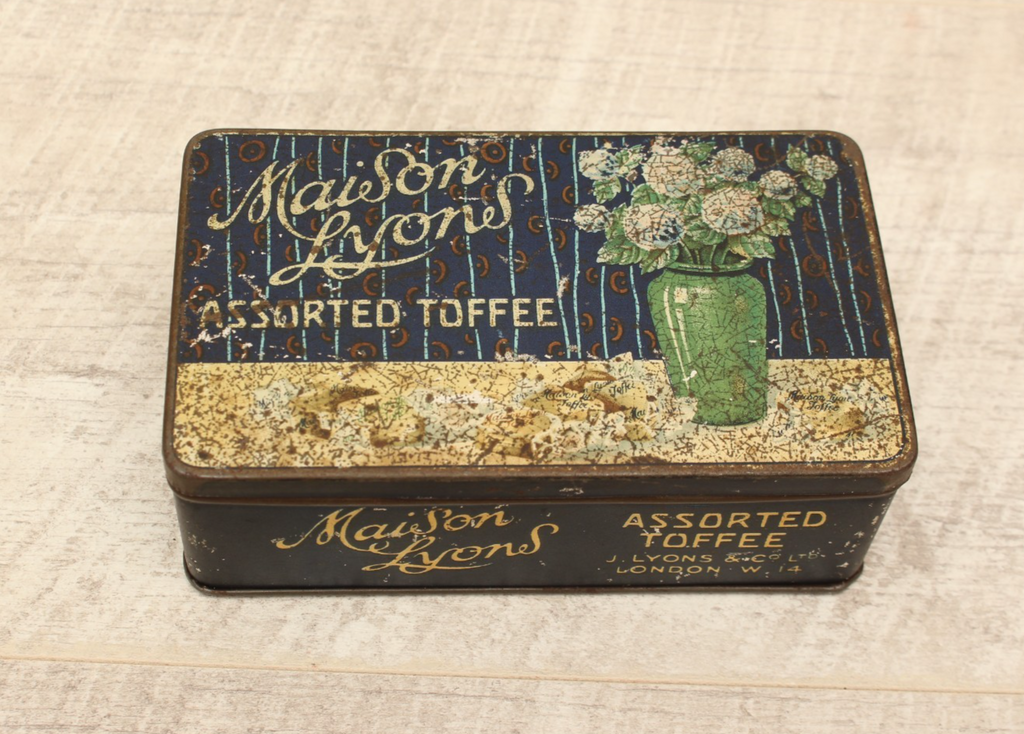 Vintage Maison Lyons Toffee Tin Excel Co London 1950s Floral Crest Sweet Box